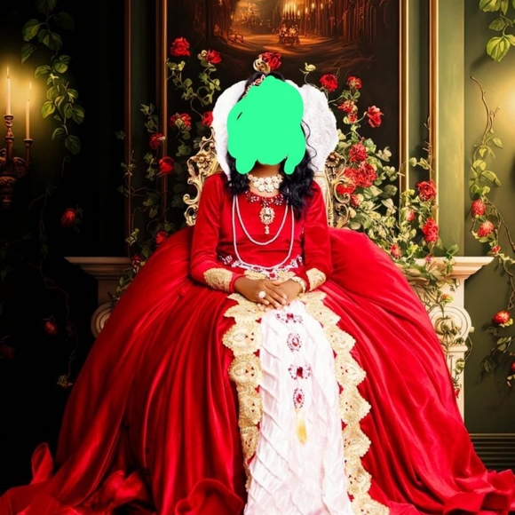A custom made Royal red dress